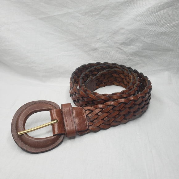 Unbranded Accessories - Vintage Woven Leather Belt Adjustable 39 Inches Size Large